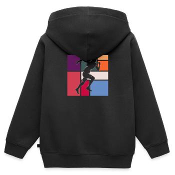 Faire du jogging - Sweat Premium à capuche zippé enfant bio - noir - Dos - AI Model Kid Male (0cm)