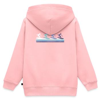 Surfen - Kinder Premium Organic Zip Hoodie - Rosa - Hinten - AI Model Kid Female (0cm)