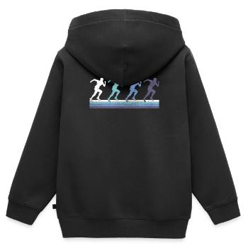 Faire du jogging - Sweat Premium à capuche zippé enfant bio - noir - Dos - AI Model Kid Male (0cm)