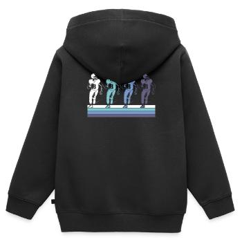 Football - Kinder Premium Organic Zip Hoodie - Schwarz - Hinten - AI Model Kid Male (0cm)