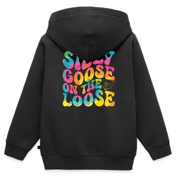 Die Dumme Gans Auf Freiem Fuß - Kinder Premium Organic Zip Hoodie - Schwarz - Hinten - AI Model Kid Male (0cm)