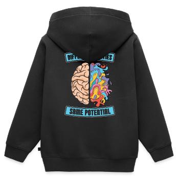 PEI Différentes capacités Même éducateur potentiel - Sweat Premium à capuche zippé enfant bio - noir - Dos - AI Model Kid Male (0cm)