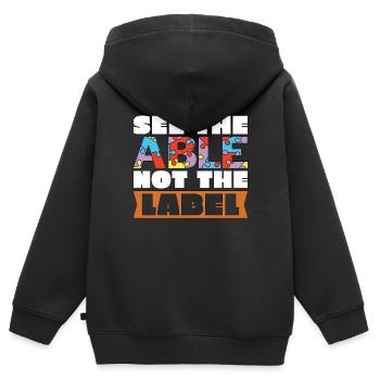 IEP Voir Le capable pas le label Éducation spécialisée - Sweat Premium à capuche zippé enfant bio - noir - Dos - AI Model Kid Male (0cm)