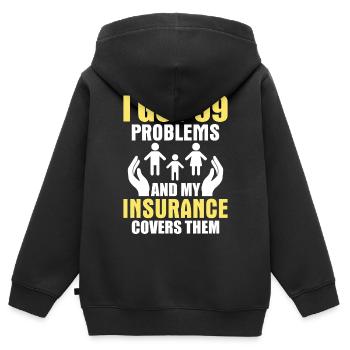 Lustiger Versicherungsmakler - Kinder Premium Organic Zip Hoodie - Schwarz - Hinten - AI Model Kid Male (0cm)