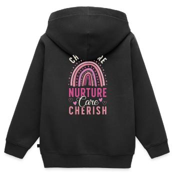 Childcare Worker Childcare Nurture Daycare Worker - Kinder Premium Organic Zip Hoodie - Schwarz - Hinten - AI Model Kid Male (0cm)