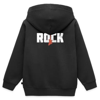 Rock - Kinder Premium Organic Zip Hoodie - Schwarz - Hinten - AI Model Kid Male (0cm)