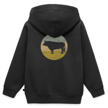 Stier - Kinder Premium Organic Zip Hoodie - Schwarz - Hinten - AI Model Kid Male (0cm)