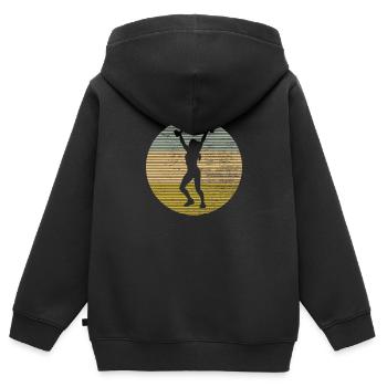 Fitness - Kinder Premium Organic Zip Hoodie - Schwarz - Hinten - AI Model Kid Male (0cm)