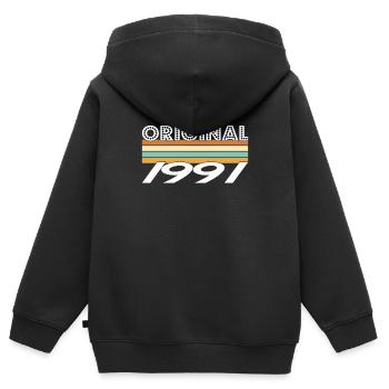 Original 1991 - Kinder Premium Organic Zip Hoodie - Schwarz - Hinten - AI Model Kid Male (0cm)
