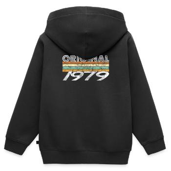 Original 1979 - Kinder Premium Organic Zip Hoodie - Schwarz - Hinten - AI Model Kid Male (0cm)