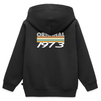 Original 1973 - Kinder Premium Organic Zip Hoodie - Schwarz - Hinten - AI Model Kid Male (0cm)