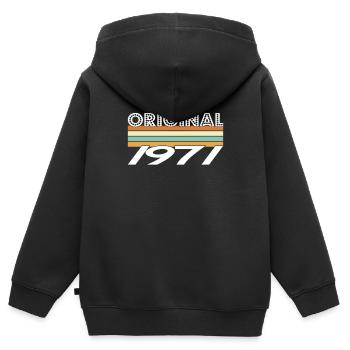 Original 1971 - Kinder Premium Organic Zip Hoodie - Schwarz - Hinten - AI Model Kid Male (0cm)