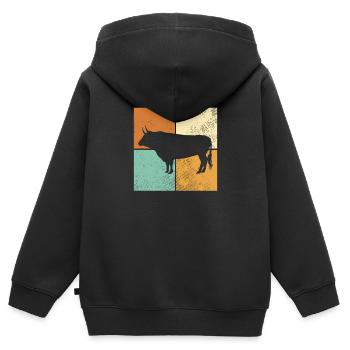 Stier - Kinder Premium Organic Zip Hoodie - Schwarz - Hinten - AI Model Kid Male (0cm)