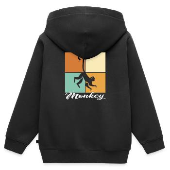 Affe - Kinder Premium Organic Zip Hoodie - Schwarz - Hinten - AI Model Kid Male (0cm)