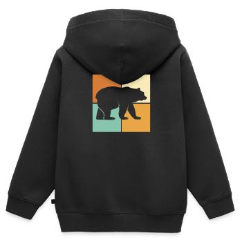 Bär - Kinder Premium Organic Zip Hoodie - Schwarz - Hinten - AI Model Kid Male (0cm)