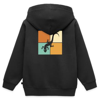 Eidechse - Kinder Premium Organic Zip Hoodie - Schwarz - Hinten - AI Model Kid Male (0cm)