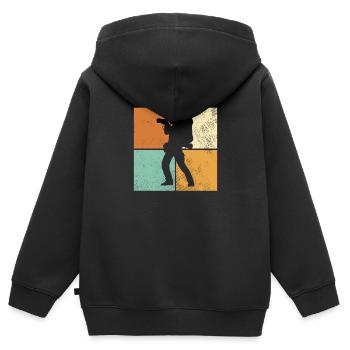 Fotografie - Kinder Premium Organic Zip Hoodie - Schwarz - Hinten - AI Model Kid Male (0cm)