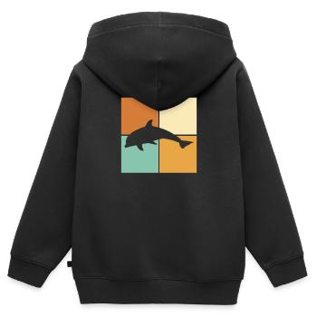 Delfin - Kinder Premium Organic Zip Hoodie - Schwarz - Hinten - AI Model Kid Male (0cm)