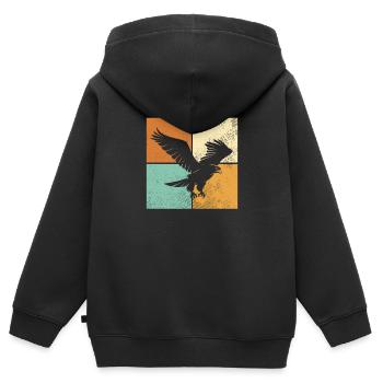 Adler - Kinder Premium Organic Zip Hoodie - Schwarz - Hinten - AI Model Kid Male (0cm)