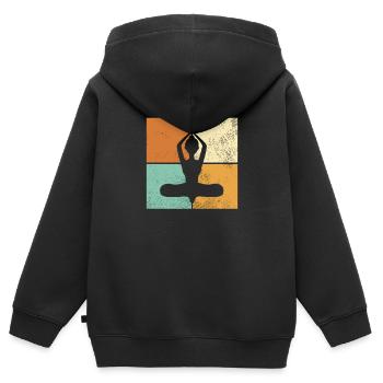 Méditation - Sweat Premium à capuche zippé enfant bio - noir - Dos - AI Model Kid Male (0cm)