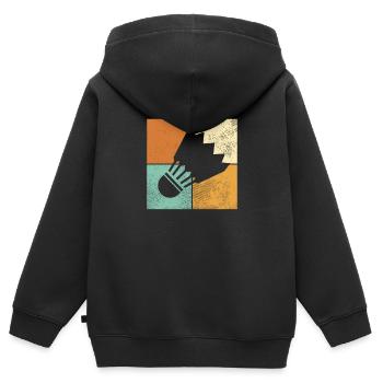 Federball - Kinder Premium Organic Zip Hoodie - Schwarz - Hinten - AI Model Kid Male (0cm)