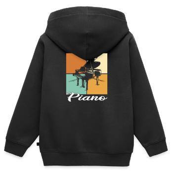Klavier - Kinder Premium Organic Zip Hoodie - Schwarz - Hinten - AI Model Kid Male (0cm)