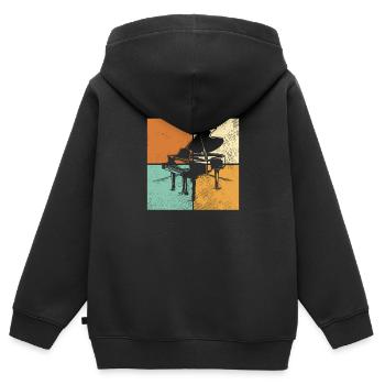 Klavier - Kinder Premium Organic Zip Hoodie - Schwarz - Hinten - AI Model Kid Male (0cm)