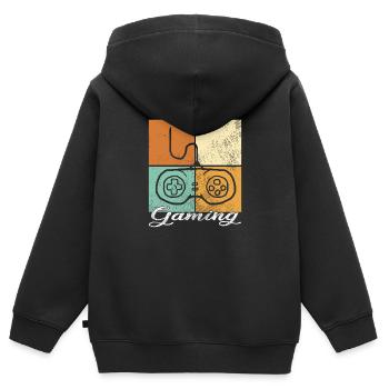 Gaming - Kinder Premium Organic Zip Hoodie - Schwarz - Hinten - AI Model Kid Male (0cm)