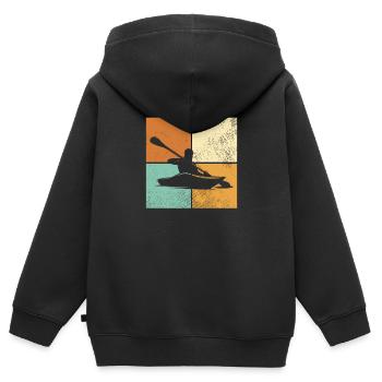 Kanu - Kinder Premium Organic Zip Hoodie - Schwarz - Hinten - AI Model Kid Male (0cm)