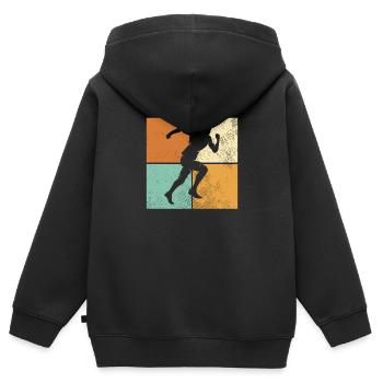 Faire du jogging - Sweat Premium à capuche zippé enfant bio - noir - Dos - AI Model Kid Male (0cm)