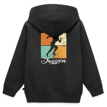 Joggen - Kinder Premium Organic Zip Hoodie - Schwarz - Hinten - AI Model Kid Male (0cm)