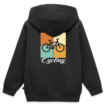 Bicyclette - Sweat Premium à capuche zippé enfant bio - noir - Dos - AI Model Kid Male (0cm)