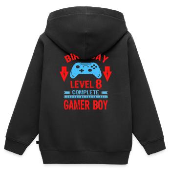Eight 8yr BDay Son Boy Funny Gamer 8th 8 Year Old - Kinder Premium Organic Zip Hoodie - Schwarz - Hinten - AI Model Kid Male (0cm)