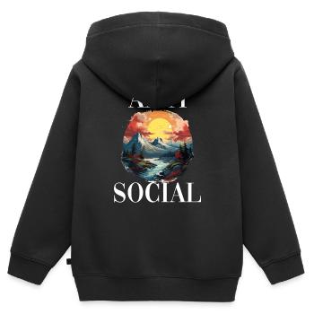 Antisozial Wandern Wanderung für eine Wanderer - Kinder Premium Organic Zip Hoodie - Schwarz - Hinten - AI Model Kid Male (0cm)