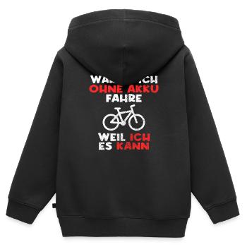 Fahrrad ohne Akku Spruch - Kinder Premium Organic Zip Hoodie - Schwarz - Hinten - AI Model Kid Male (0cm)