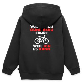 Fahrrad ohne Akku Spruch - Kinder Premium Organic Zip Hoodie - Schwarz - Hinten - AI Model Kid Male (0cm)