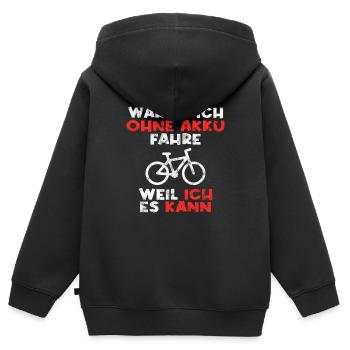 Fahrrad ohne Akku Spruch - Kinder Premium Organic Zip Hoodie - Schwarz - Hinten - AI Model Kid Male (0cm)