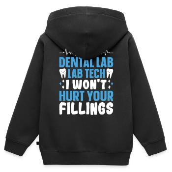 Lustiger Dentallaborant wird Füllungen nicht verle - Kinder Premium Organic Zip Hoodie - Schwarz - Hinten - AI Model Kid Male (0cm)