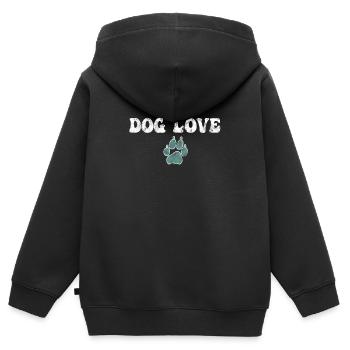 Hundeliebe dog love - Kinder Premium Organic Zip Hoodie - Schwarz - Hinten - AI Model Kid Male (0cm)