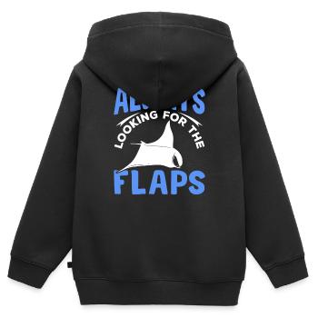 Manta rays in search of flaps Manta rays - Kids Premium Organic Zip-up Hoodie - black - Back - AI Model Kid Male (0cm)