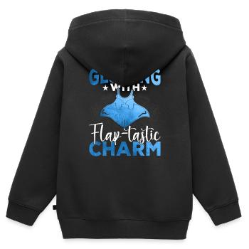 Manta rays Flap-tactic charm Manta rays - Kids Premium Organic Zip-up Hoodie - black - Back - AI Model Kid Male (0cm)