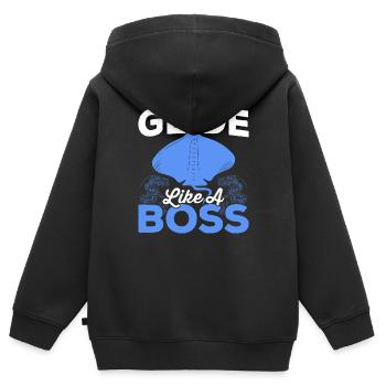 Mantarochen Gleiten Mantarochen Liebhaber - Kinder Premium Organic Zip Hoodie - Schwarz - Hinten - AI Model Kid Male (0cm)