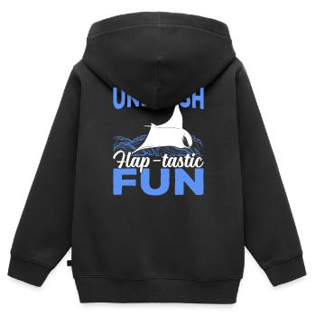Manta ray flap - Tactile fun Manta rays - Kids Premium Organic Zip-up Hoodie - black - Back - AI Model Kid Male (0cm)