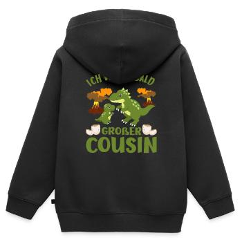 Ich Werde Bald Großer Cousin Dino bald Cousin - Kinder Premium Organic Zip Hoodie - Schwarz - Hinten - AI Model Kid Male (0cm)