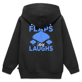 Manta Rays I Live For Flaps Manta Rays - Kids Premium Organic Zip-up Hoodie - black - Back - AI Model Kid Male (0cm)