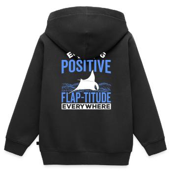 Manta Rays Positive Flap-titude Manta Rays - Kids Premium Organic Zip-up Hoodie - black - Back - AI Model Kid Male (0cm)