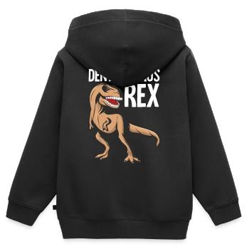 Lustige Drachenbootrennen Paddel Dinosaurier - Kinder Premium Organic Zip Hoodie - Schwarz - Hinten - AI Model Kid Male (0cm)