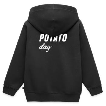 Journée de la pomme de terre - Sweat Premium à capuche zippé enfant bio - noir - Dos - AI Model Kid Male (0cm)
