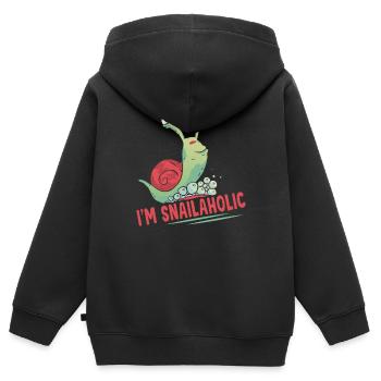 Snail Lover Snailaholic Snail Owner - Sweat Premium à capuche zippé enfant bio - noir - Dos - AI Model Kid Male (0cm)
