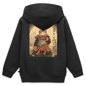 Épée de samouraï Ninja Cat | Meow Warrior - Sweat Premium à capuche zippé enfant bio - noir - Dos - AI Model Kid Male (0cm)